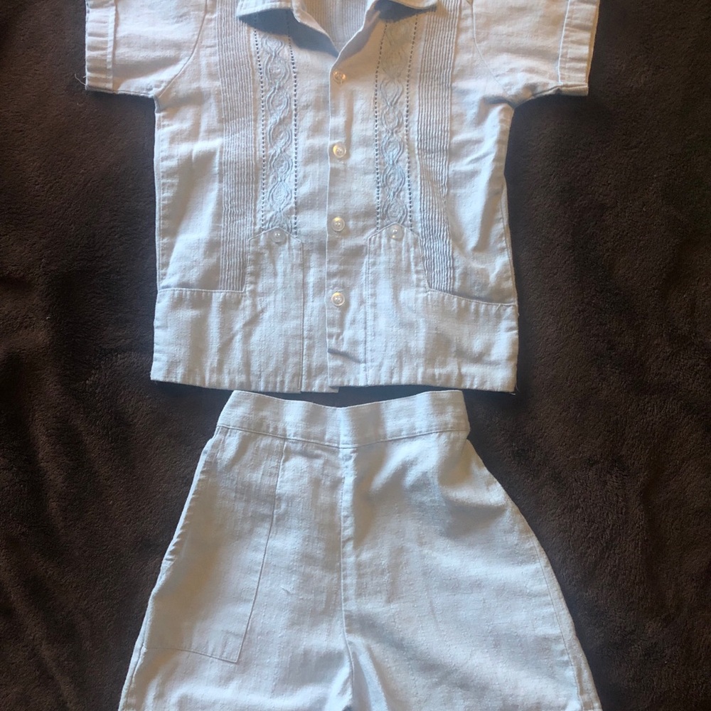 Colli Linen light Blue Little Boys Shirt & Shorts
